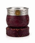 Terrava Repujado Leather Mate Cup | Handmade Argentine Mate & Bombilla