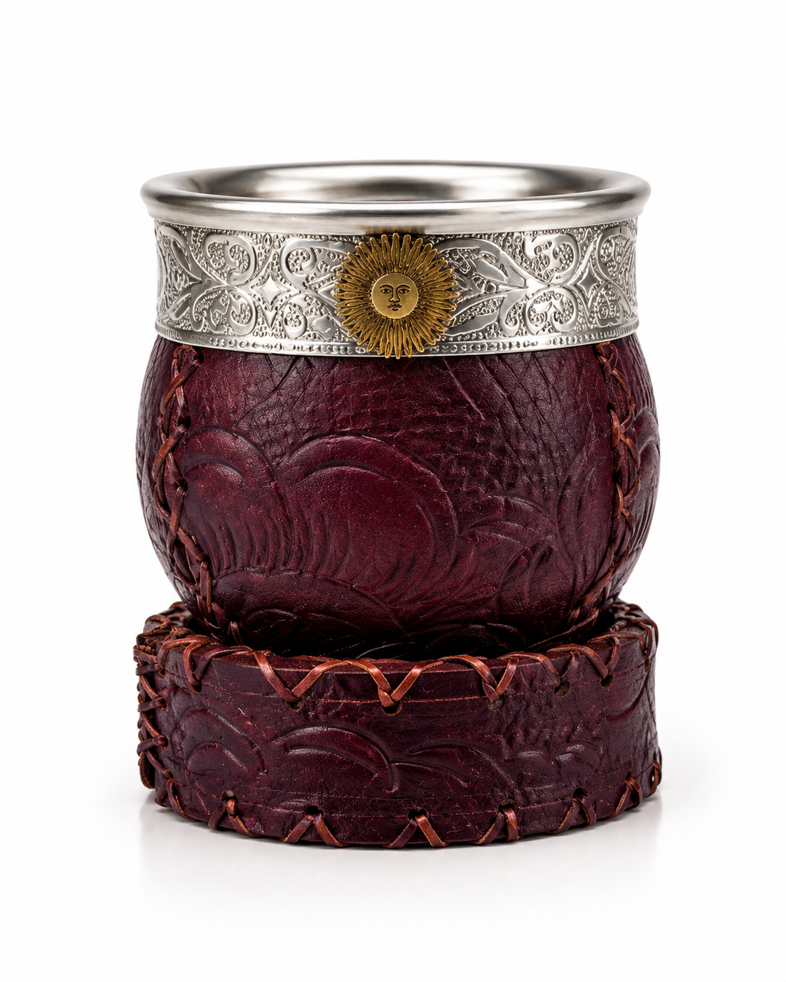 Terrava Repujado Leather Mate Cup | Handmade Argentine Mate & Bombilla